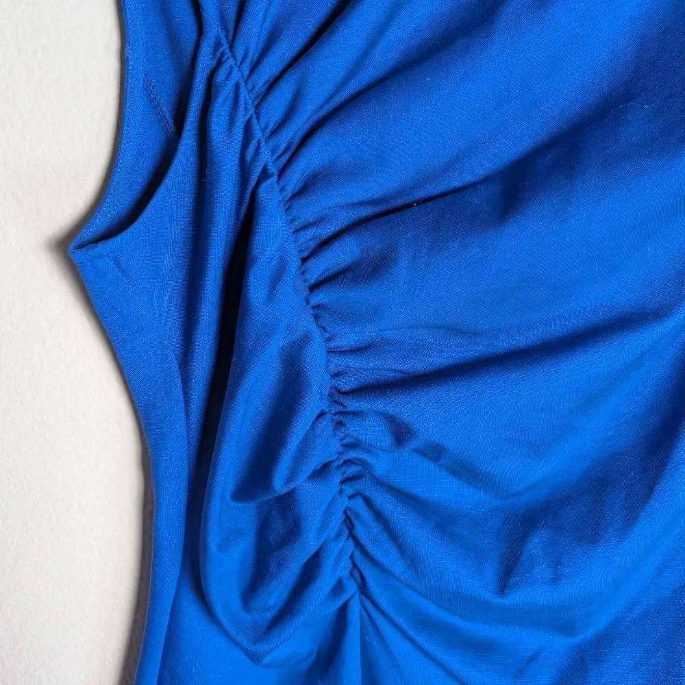 J. Crew 365 Vibrant Cobalt Blue Stretch Ponte Ruched Shift Dress Womens 14